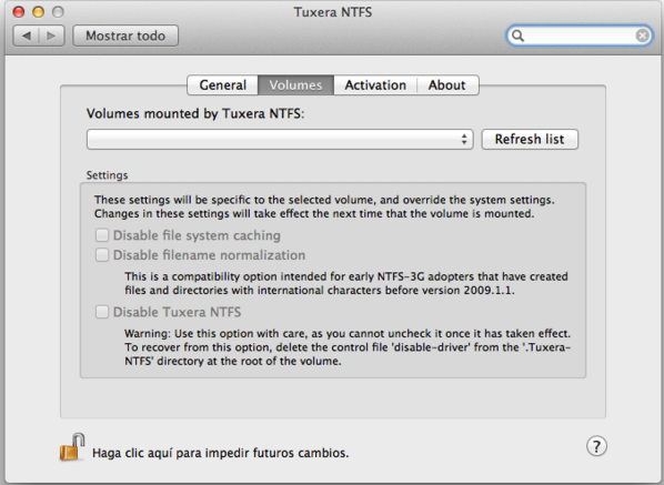 ntfs for mac not going from settings even after uninstall