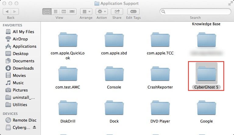 CyberGhost Application Support folder